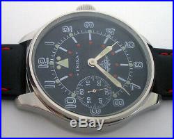 Rare Big Military DOXA Swiss Wristwatch in Steel Case Aviator Pilots WW2