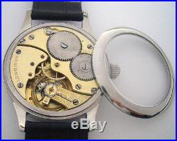 Rare Big Military LONGINES Swiss Wristwatch in Steel Case Aviator Pilots WWII