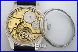 Rare Big Military ZENITH Swiss Wristwatch in Steel Case Aviator Pilots WWII