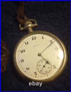 Rare Elgin 1921 Pocket Watch Grade 291 Model 7 Silverode Case WithEngraved Train