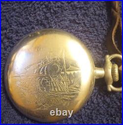 Rare Elgin 1921 Pocket Watch Grade 291 Model 7 Silverode Case WithEngraved Train