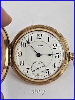 Rare Elgin Grade 348 21 J RR Pocket Watch Gold Filled Hunter Case Working