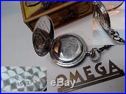 Rare Excellent Swiss Pocket Watch Omega Full Hunter Case. 900 Solid Silver Nielo