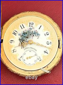 Rare Fancy Dial American Waltham 15 Jewel 18 Size Hunting Case Pocket Watch