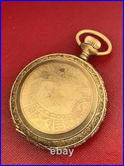 Rare Fancy Dial American Waltham 15 Jewel 18 Size Hunting Case Pocket Watch