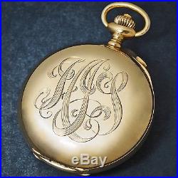 Rare Guinand Locle 14K Yellow Gold Split Second Pocket Watch, Photogravure Case