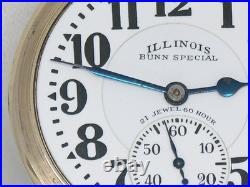 Rare Illinois 21 Jewel 60 Hour Bunn Special Type III Model B Case, Serviced