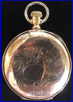 Rare Illinois Watch Co pocket watch, mfg 1890, gilt case and runs great