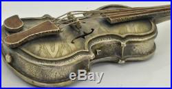 Rare Imperial Russian silver pocket watch&silvered violin case with pill box