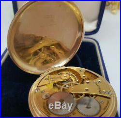 Rare J. W. Benson Solid 9k Gold White Enamel Dial Half Hunter Pocket Watch & Case