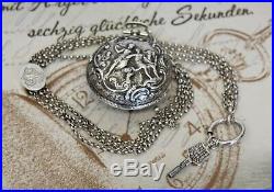 Rare May LONDON Repousset Spindel Taschenuhr Silber pair case pocket watch