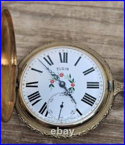 Rare Mid-century Elgin Hunting Case Pocket Watch Mecanical 17 Jewels Swiss Made