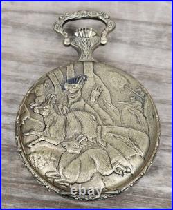 Rare Mid-century Elgin Hunting Case Pocket Watch Mecanical 17 Jewels Swiss Made