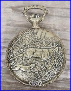 Rare Mid-century Elgin Hunting Case Pocket Watch Mecanical 17 Jewels Swiss Made