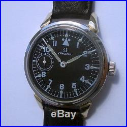 Rare Military OMEGA Swiss Wristwatch in Steel Case Aviator Pilots WWII