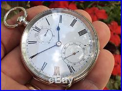 Rare Mint Condition Wind Indicator Silver Cased English Fusee Pocket Watch