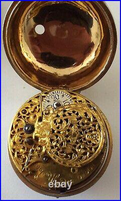 Rare Near Mint Size Oignon Shagreen P/cased Watch Champleve Verge Fusee C1729