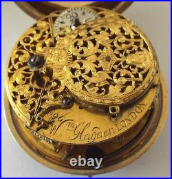 Rare Near Mint Size Oignon Shagreen P/cased Watch Champleve Verge Fusee C1729
