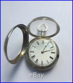 Rare Pair Cased Sterling Silver Fusee Cylinder Pocket Watch Fra. Perrigal 1804