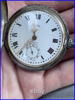 Rare Rollie 17 Jewels Incabloc Hunter's Case Pocket Watch Nature Scene