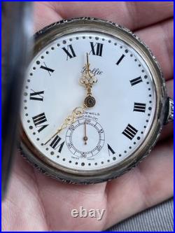 Rare Rollie 17 Jewels Incabloc Hunter's Case Pocket Watch Nature Scene