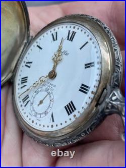 Rare Rollie 17 Jewels Incabloc Hunter's Case Pocket Watch Nature Scene