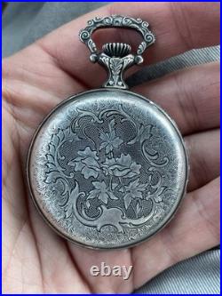 Rare Rollie 17 Jewels Incabloc Hunter's Case Pocket Watch Nature Scene
