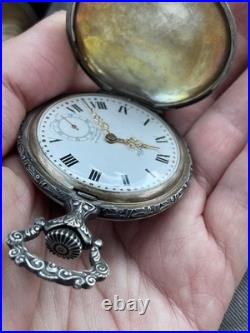 Rare Rollie 17 Jewels Incabloc Hunter's Case Pocket Watch Nature Scene