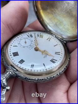 Rare Rollie 17 Jewels Incabloc Hunter's Case Pocket Watch Nature Scene