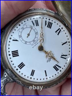 Rare Rollie 17 Jewels Incabloc Hunter's Case Pocket Watch Nature Scene