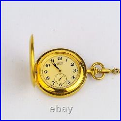 Rare Seiko Quartz Pocket Watch Gold Case W Cover Prime Minister Engraving #1498