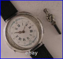 Rare Silver Case 150-Years-Old Cylindre Swiss Wrist Watch A+ Fully Serviced