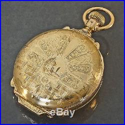 Rare Stunning Elgin 16S Box Hinge Hunter Case Gold Filled Pocket Watch, MINT! NR