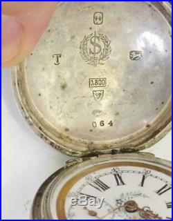 Rare antique Dent, London silver full hunter case watch for Ottoman market. +Key