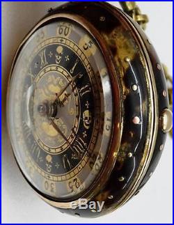 Rare antique Verge Fusee pair case Doctor's Memento Mori skull watch. J. Warrand