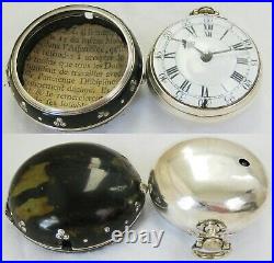 Rare silver pair cased verge fusee Pocket Watch Charles Clayton London 1762
