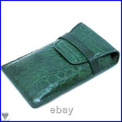 Real Crocodile Handmade Green Travel Pouch Case For Rolex and Breitling Watches