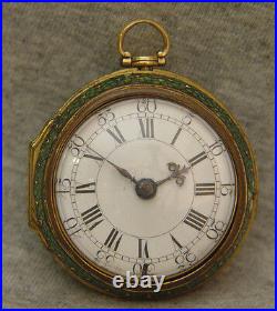 Real nice 1700s 18k gold London pair cased verge fusee shagreen outer case