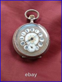 Remonteir Pocket Watch 800 Silver Hunter Case Porcelain Roman Numerals Runs