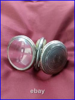 Remonteir Pocket Watch 800 Silver Hunter Case Porcelain Roman Numerals Runs