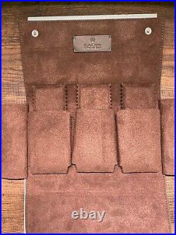Rolex Brown Leather Triple Pocket Watch Travel Case Pouch VIP Gift