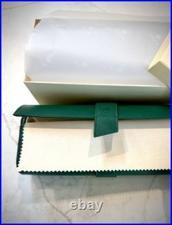 Rolex, SALuxury Green Leather Watch Roll Travel Case 3 Slot Storage Pouch