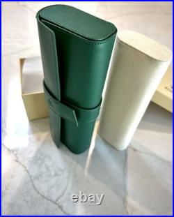 Rolex, SALuxury Green Leather Watch Roll Travel Case 3 Slot Storage Pouch