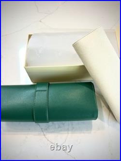 Rolex, SALuxury Green Leather Watch Roll Travel Case 3 Slot Storage Pouch