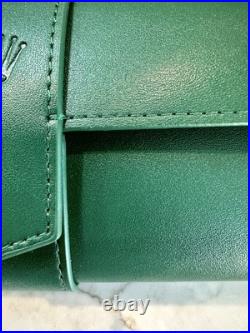 Rolex, SALuxury Green Leather Watch Roll Travel Case 3 Slot Storage Pouch