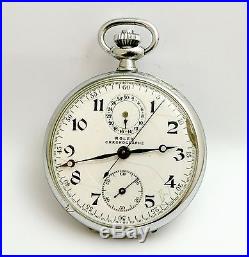 Rolex Vintage 1920-30s Chronographe Pocket Watch For Restoration Snowite Case