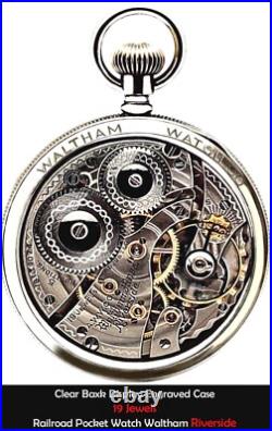 Rrae 19 Jewels Salesman Display Case Railroad Pocket Watch Waltham Riverside