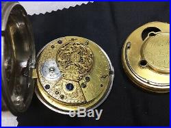 Running! 1789 Verge Fusee Pocket Watch with paired sterling cases 50mm/56mm