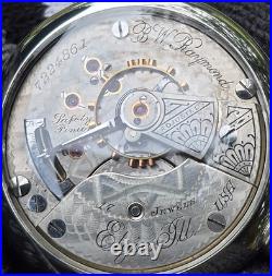 Running 1897 Elgin BW REYMOND, 18S, 17j, h/g MOVEMENT DISPLAY BACK (VERY NICE)