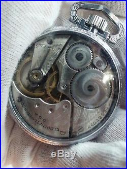 Runs and Stop ELGIN PARTS REPAIR. Mens 16s Antique Pocket Watch Display Case